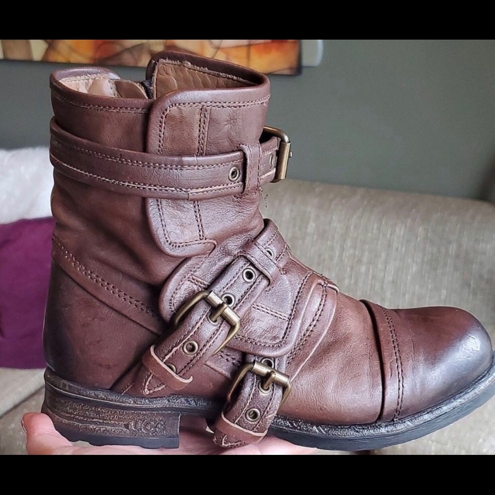 UGG Elisabeta Italian Leather Moto Boots